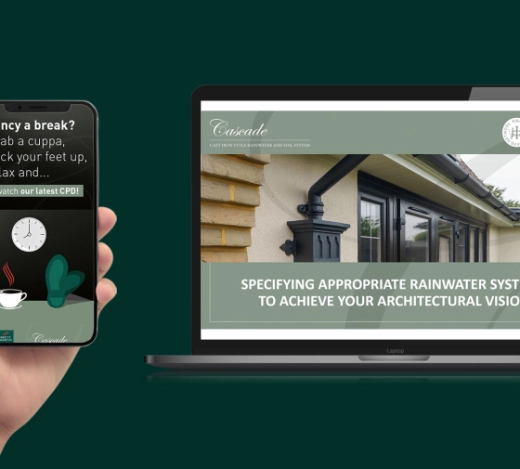 Image of a laptop and mobile phone screen showing Brett Martin's cascade online CPD