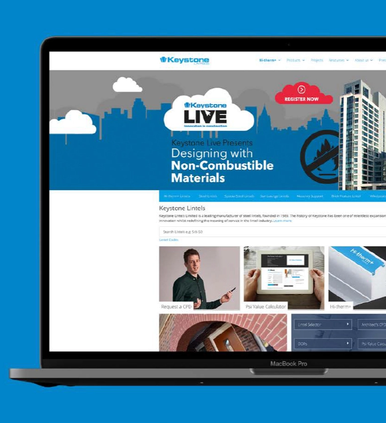Blue background with several cut-out images of construction industry experts. Above the cut-outs is a white cloud displaying the Keystone Live logo inside it.