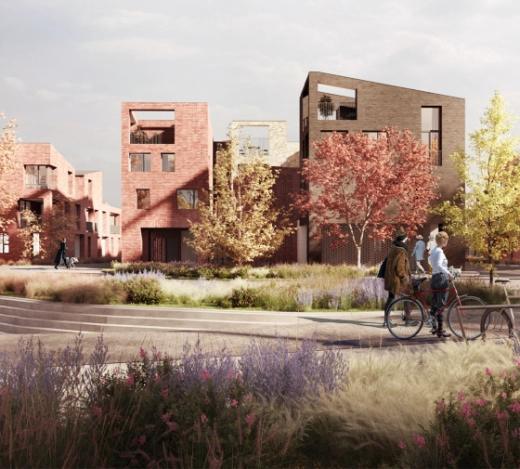 CGI images of Eddeva Park, a proposed housing development by This Land in Cambridge